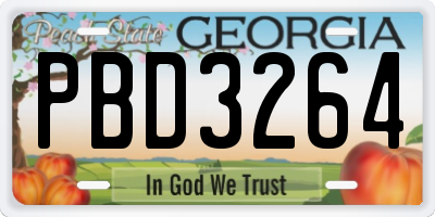 GA license plate PBD3264