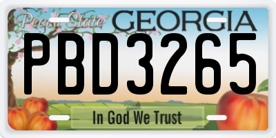GA license plate PBD3265