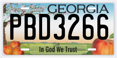 GA license plate PBD3266