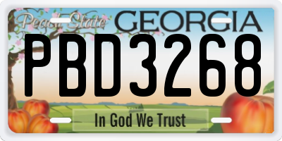 GA license plate PBD3268