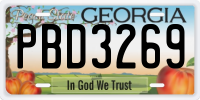 GA license plate PBD3269