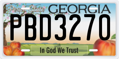 GA license plate PBD3270