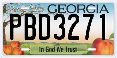 GA license plate PBD3271