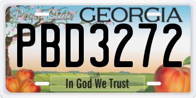 GA license plate PBD3272