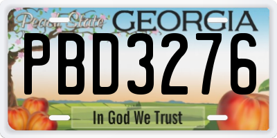 GA license plate PBD3276