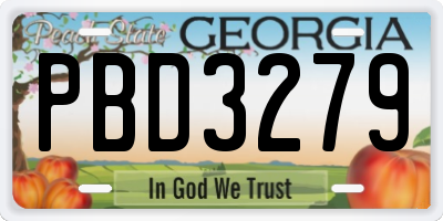 GA license plate PBD3279