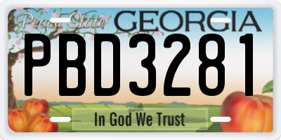 GA license plate PBD3281