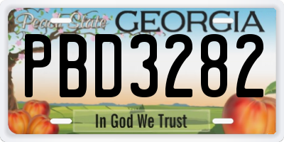 GA license plate PBD3282
