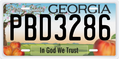 GA license plate PBD3286