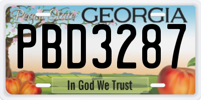 GA license plate PBD3287