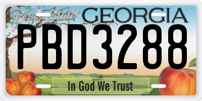 GA license plate PBD3288