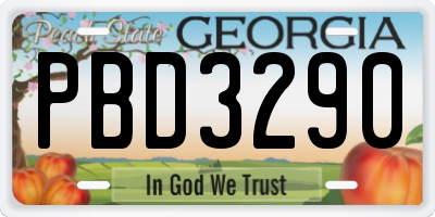 GA license plate PBD3290