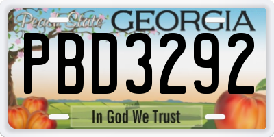 GA license plate PBD3292