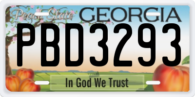 GA license plate PBD3293