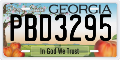 GA license plate PBD3295