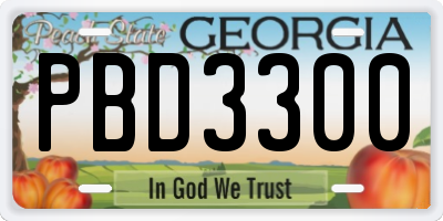 GA license plate PBD3300