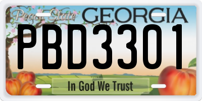 GA license plate PBD3301
