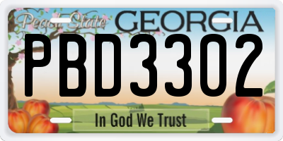 GA license plate PBD3302