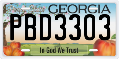 GA license plate PBD3303