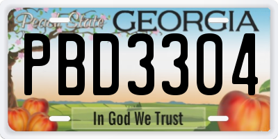 GA license plate PBD3304