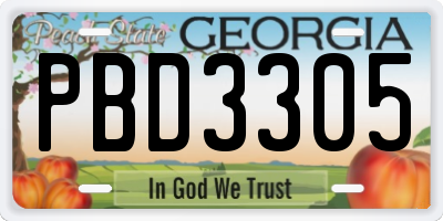 GA license plate PBD3305