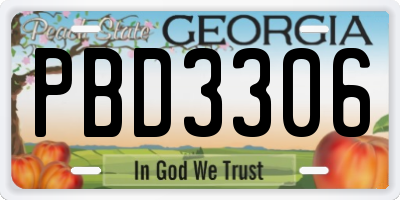 GA license plate PBD3306