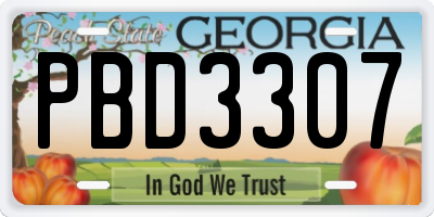 GA license plate PBD3307
