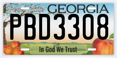 GA license plate PBD3308