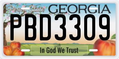 GA license plate PBD3309