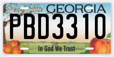GA license plate PBD3310
