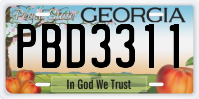 GA license plate PBD3311