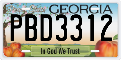 GA license plate PBD3312