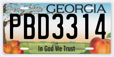 GA license plate PBD3314