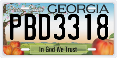 GA license plate PBD3318