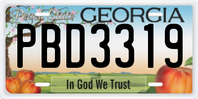 GA license plate PBD3319