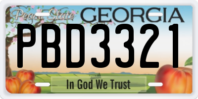 GA license plate PBD3321
