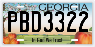 GA license plate PBD3322