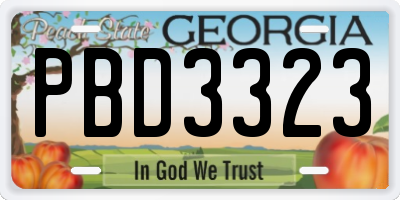 GA license plate PBD3323