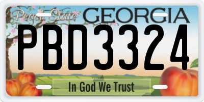 GA license plate PBD3324