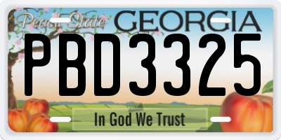 GA license plate PBD3325