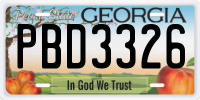 GA license plate PBD3326