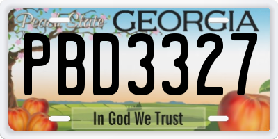 GA license plate PBD3327