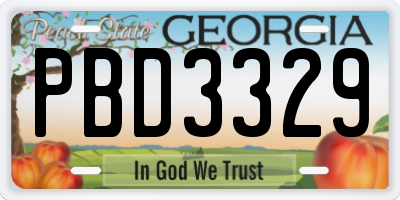 GA license plate PBD3329