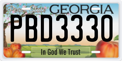 GA license plate PBD3330
