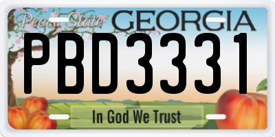 GA license plate PBD3331