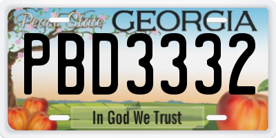 GA license plate PBD3332