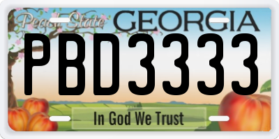 GA license plate PBD3333
