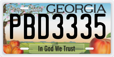 GA license plate PBD3335