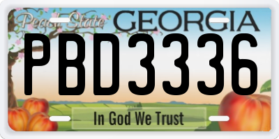 GA license plate PBD3336