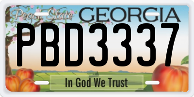 GA license plate PBD3337